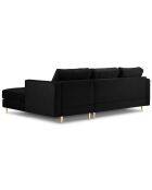 Canapé d'angle droit velours santo 4 places noir - 236x170x90 cm