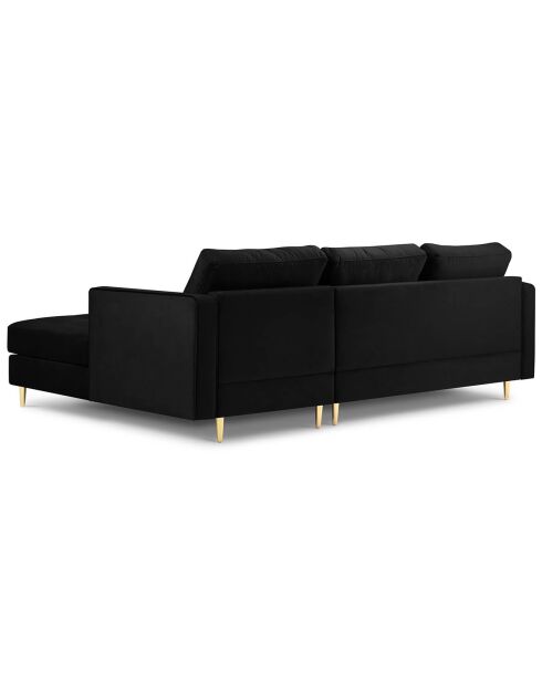 Canapé d'angle droit velours santo 4 places noir - 236x170x90 cm