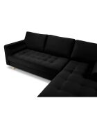 Canapé d'angle droit velours santo 4 places noir - 236x170x90 cm