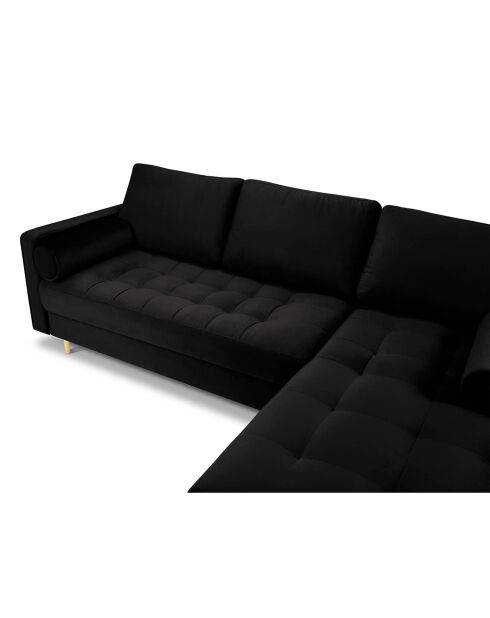 Canapé d'angle droit velours santo 4 places noir - 236x170x90 cm