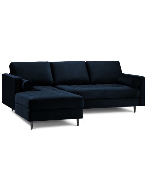 Canapé d'angle gauche velours santo 4 places bleu roi - 236x170x90 cm