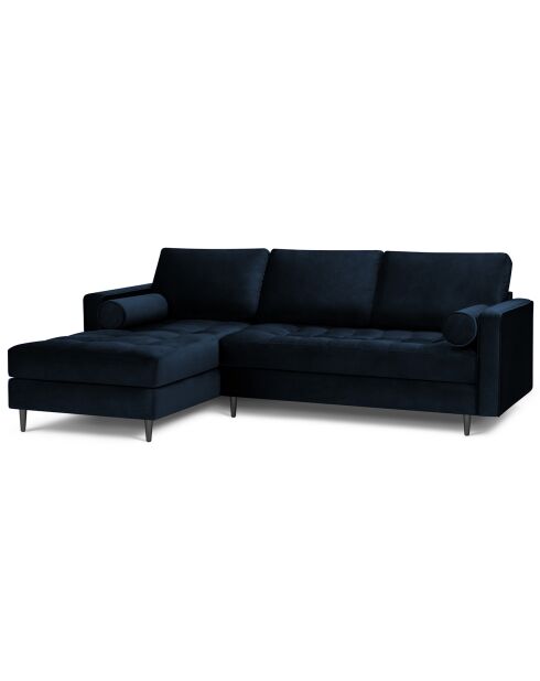 Santo linkes Ecksofa aus Samt, 4-Sitzer, königsblau - 236x170x90 cm