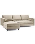 Canapé d'angle gauche velours santo 4 places beige - 236x170x90 cm