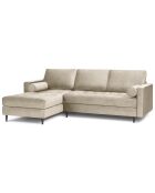 Canapé d'angle gauche velours santo 4 places beige - 236x170x90 cm