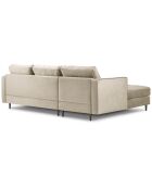Canapé d'angle gauche velours santo 4 places beige - 236x170x90 cm