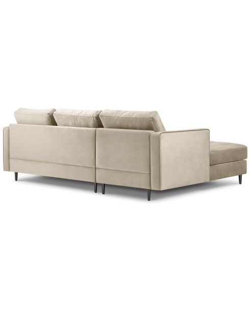 Canapé d'angle gauche velours santo 4 places beige - 236x170x90 cm