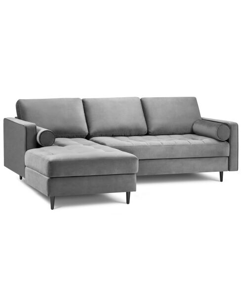 Divano angolare sinistro Santo in velluto 4 posti grigio chiaro - 236x170x90 cm