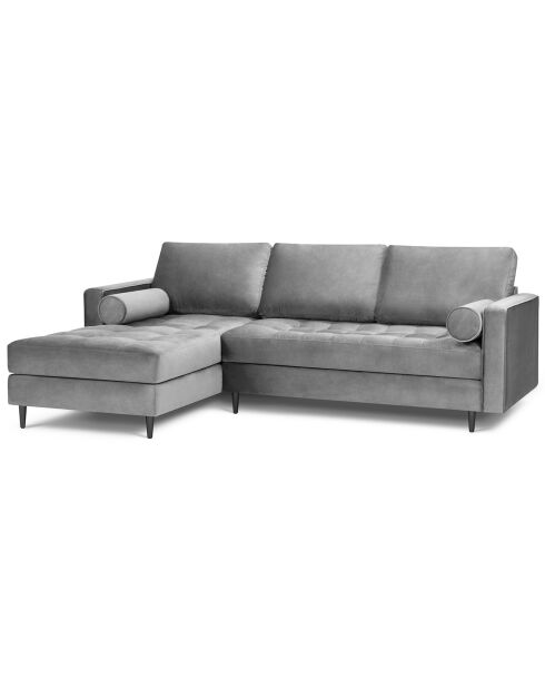 Canapé d'angle gauche velours santo 4 places gris clair - 236x170x90 cm