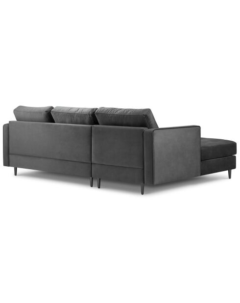 Canapé d'angle gauche velours santo 4 places gris foncé - 236x170x90 cm