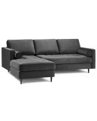 Canapé d'angle gauche velours santo 4 places gris foncé - 236x170x90 cm