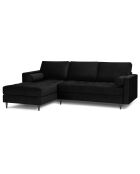 Canapé d'angle gauche velours santo 4 places noir - 236x170x90 cm
