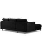 Canapé d'angle gauche velours santo 4 places noir - 236x170x90 cm