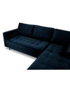 Canapé d'angle droit velours santo 4 places bleu roi - 236x170x90 cm