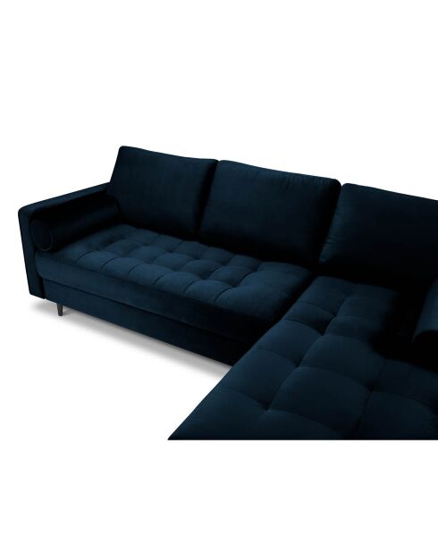 Sofá esquinero derecho Santo de terciopelo de 4 plazas azul real - 236x170x90 cm