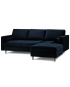 Canapé d'angle droit velours santo 4 places bleu roi - 236x170x90 cm