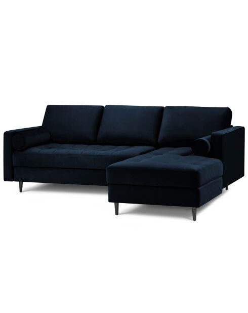 Sofá esquinero derecho Santo de terciopelo de 4 plazas azul real - 236x170x90 cm