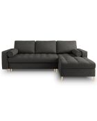Canapé d'angle droit convertible avec coffre de rangement santo 5 places gris foncé - 240x175x96 cm