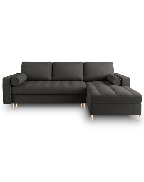 Canapé d'angle droit convertible avec coffre de rangement santo 5 places gris foncé - 240x175x96 cm