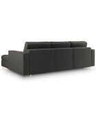 Canapé d'angle droit convertible avec coffre de rangement santo 5 places gris foncé - 240x175x96 cm