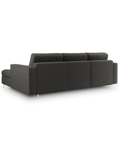 Canapé d'angle droit convertible avec coffre de rangement santo 5 places gris foncé - 240x175x96 cm