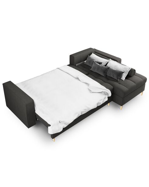 Santo 5-zits converteerbare hoekbank rechts met opbergbox donkergrijs - 240x175x96 cm