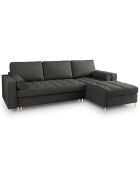 Canapé d'angle droit convertible avec coffre de rangement santo 5 places gris foncé - 240x175x96 cm