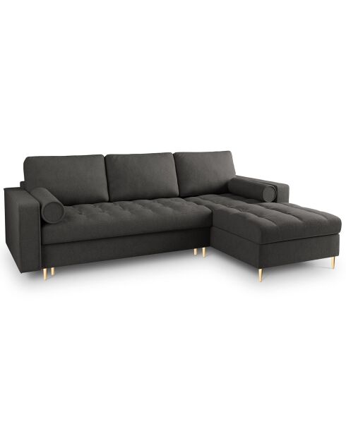 Santo 5-zits converteerbare hoekbank rechts met opbergbox donkergrijs - 240x175x96 cm