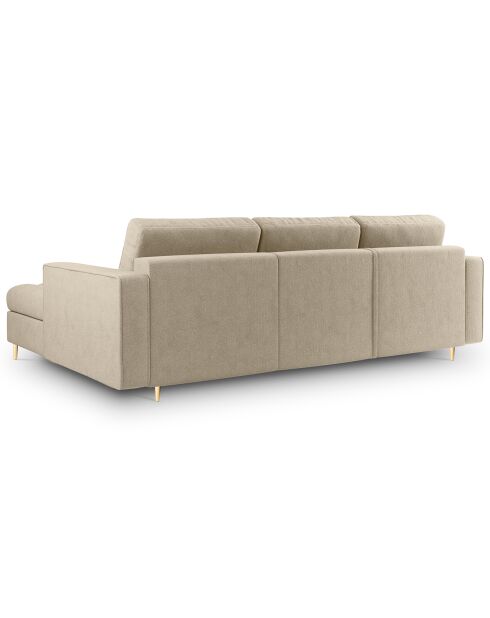 Divano angolare destro convertibile a 5 posti Santo con contenitore beige - 240x175x96 cm