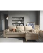 Canapé d'angle droit convertible avec coffre de rangement santo 5 places beige - 240x175x96 cm