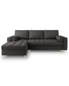 Canapé d'angle gauche convertible avec coffre de rangement santo 5 places gris foncé - 240x175x96 cm