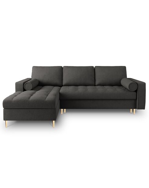 Canapé d'angle gauche convertible avec coffre de rangement santo 5 places gris foncé - 240x175x96 cm