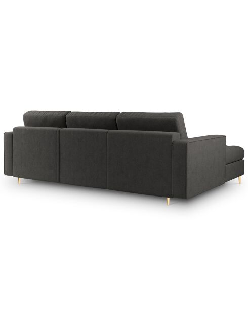 Canapé d'angle gauche convertible avec coffre de rangement santo 5 places gris foncé - 240x175x96 cm