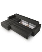 Canapé d'angle gauche convertible avec coffre de rangement santo 5 places gris foncé - 240x175x96 cm