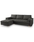 Canapé d'angle gauche convertible avec coffre de rangement santo 5 places gris foncé - 240x175x96 cm