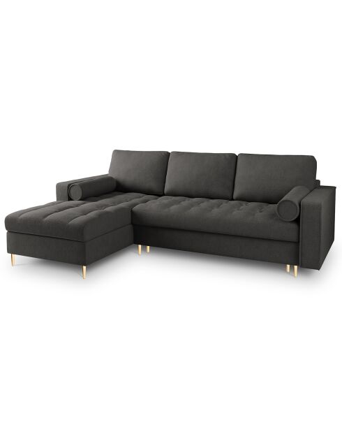 Canapé d'angle gauche convertible avec coffre de rangement santo 5 places gris foncé - 240x175x96 cm