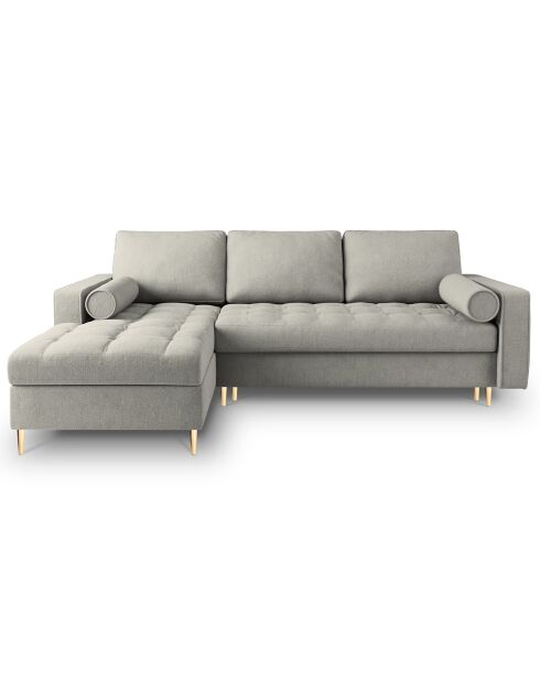 Canapé d'angle gauche convertible avec coffre de rangement santo 5 places gris clair - 240x175x96 cm