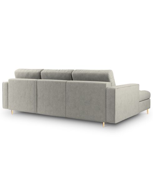 Canapé d'angle gauche convertible avec coffre de rangement santo 5 places gris clair - 240x175x96 cm