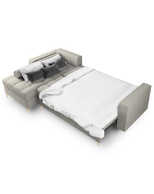 Canapé d'angle gauche convertible avec coffre de rangement santo 5 places gris clair - 240x175x96 cm