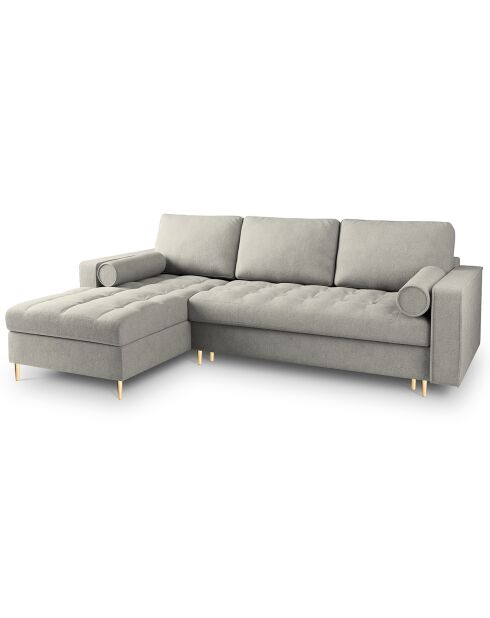 Divano angolare sinistro trasformabile Santo a 5 posti con contenitore grigio chiaro - 240x175x96 cm