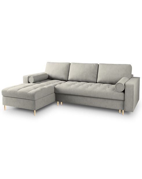 Canapé d'angle gauche convertible avec coffre de rangement santo 5 places gris clair - 240x175x96 cm
