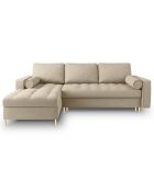 Canapé d'angle gauche convertible avec coffre de rangement santo 5 places beige - 240x175x96 cm