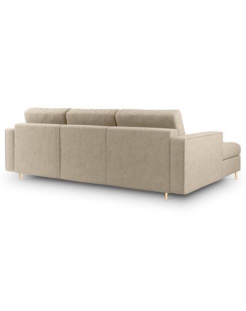 Canapé d'angle gauche convertible avec coffre de rangement santo 5 places beige - 240x175x96 cm