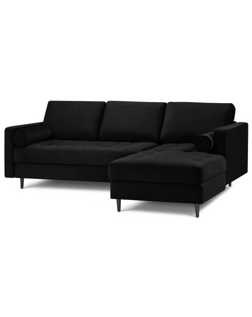 Canapé d'angle droit velours santo 4 places noir - 236x170x90 cm