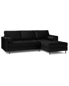 Canapé d'angle droit velours santo 4 places noir - 236x170x90 cm