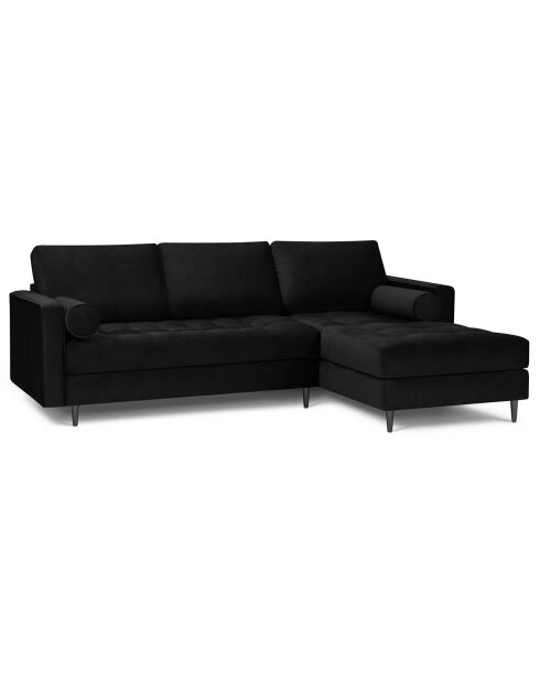 Canapé d'angle droit velours santo 4 places noir - 236x170x90 cm
