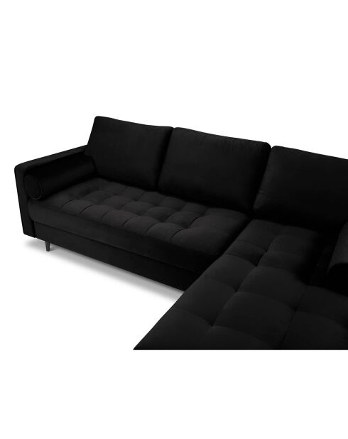 Canapé d'angle droit velours santo 4 places noir - 236x170x90 cm