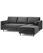 Canapé d'angle droit velours santo 4 places gris foncé - 236x170x90 cm