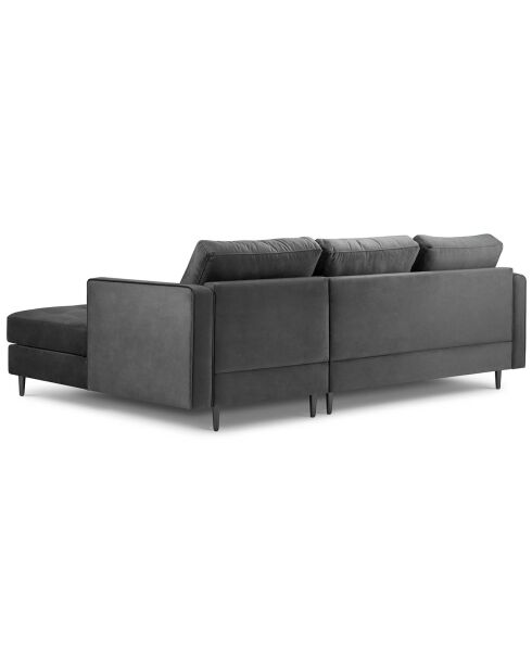 Divano angolare destro a 4 posti Santo in velluto grigio scuro - 236x170x90 cm