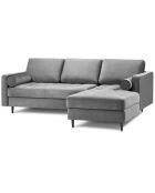 Canapé d'angle droit velours santo 4 places gris clair - 236x170x90 cm
