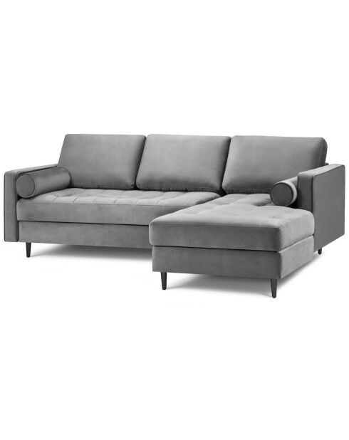 Canapé d'angle droit velours santo 4 places gris clair - 236x170x90 cm